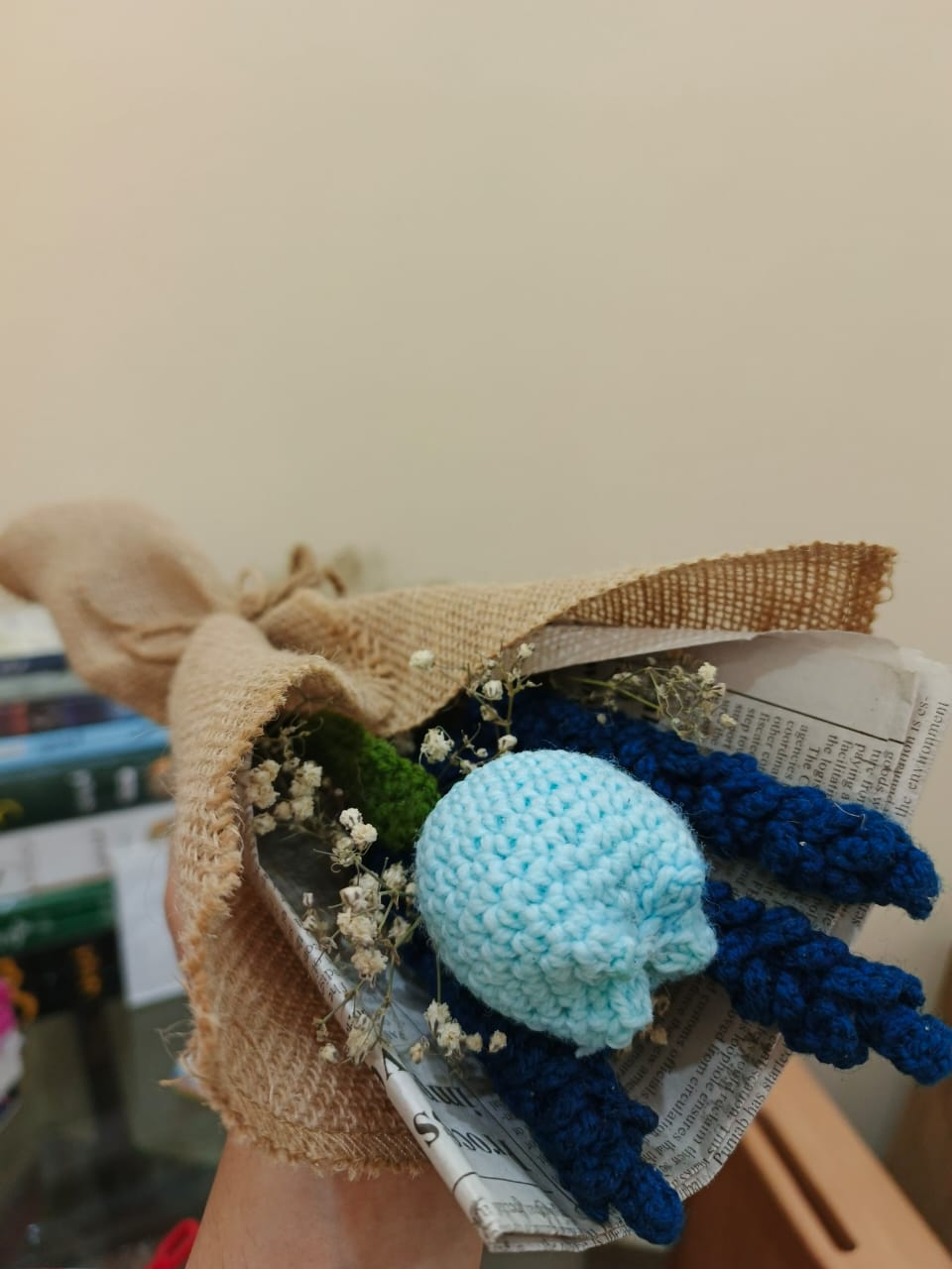 Tulip & Lavender Burlap Wrapped Bouquet